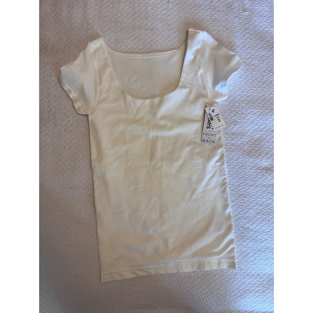 2-Way Reversible Seamless Tee Cream White M 4237 NWT